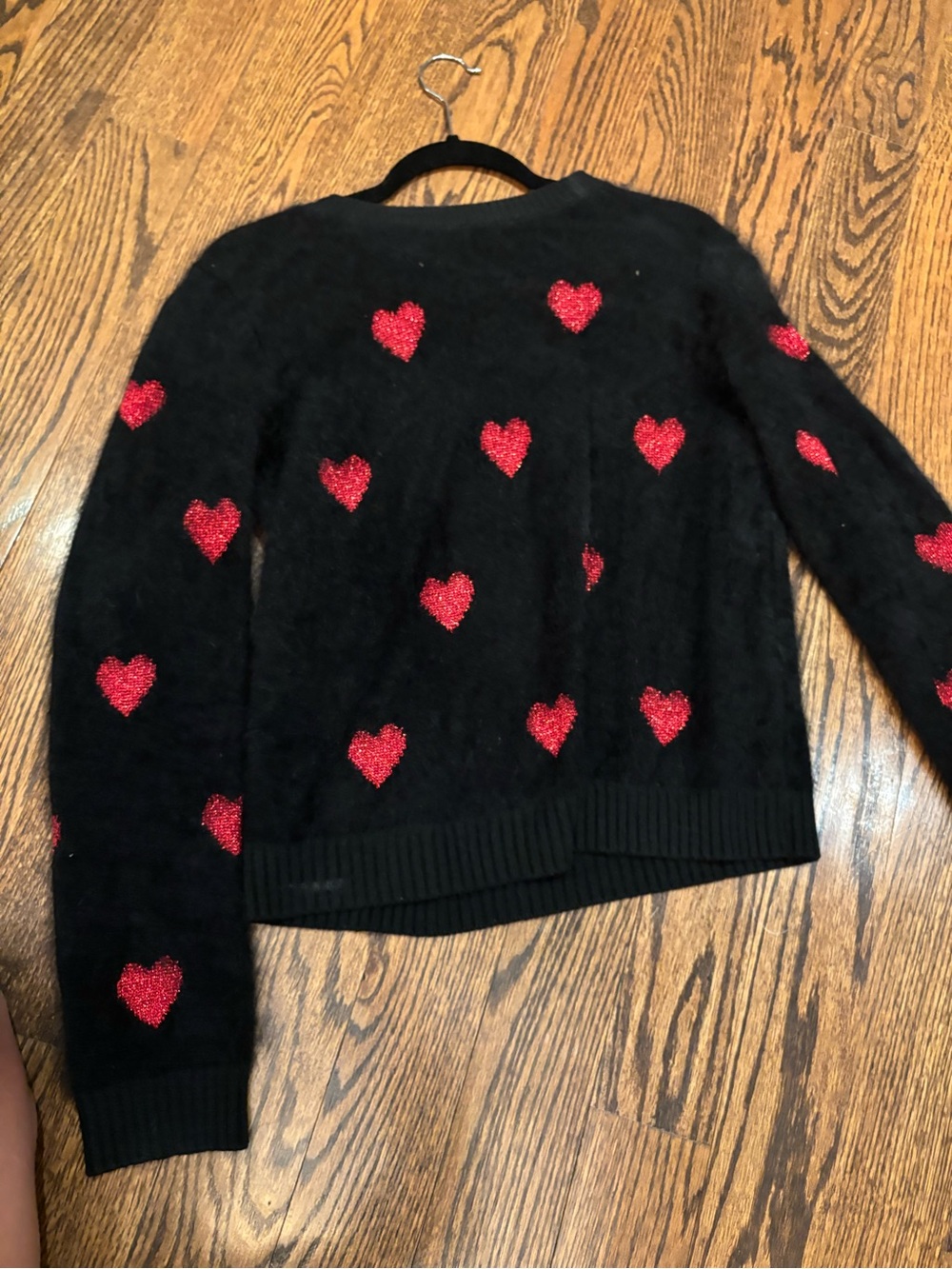 RED Valentino Black Sweater with Red Heart Motif